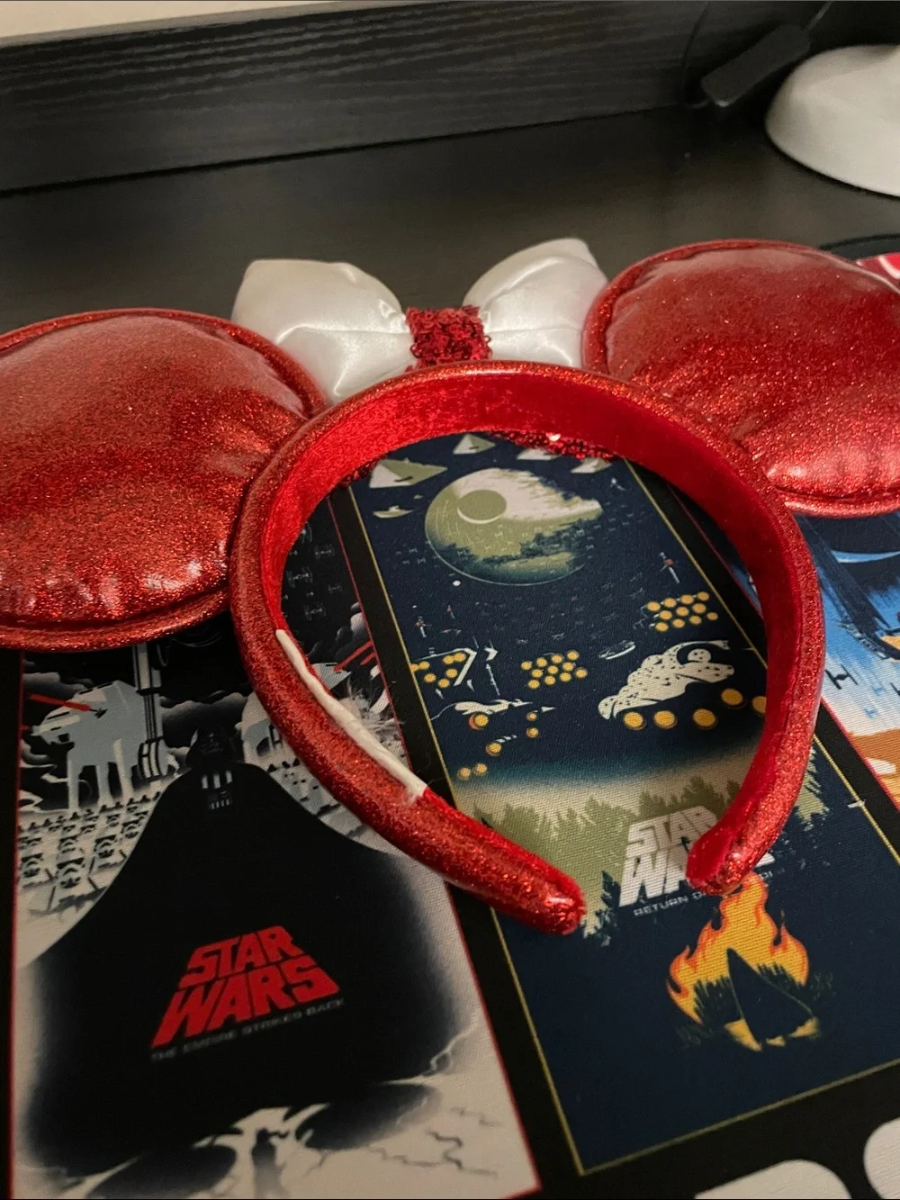 Snow White Minnie Ears Headband in Red, Gold & Blue - Picture 4 of 5